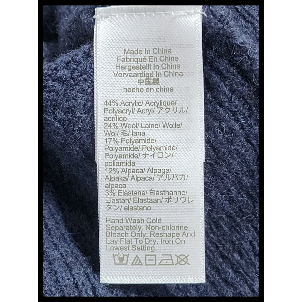 J. Crew Pointelle Cableknit Sweater Wool Alpaca Blend Navy Blue Size Medium